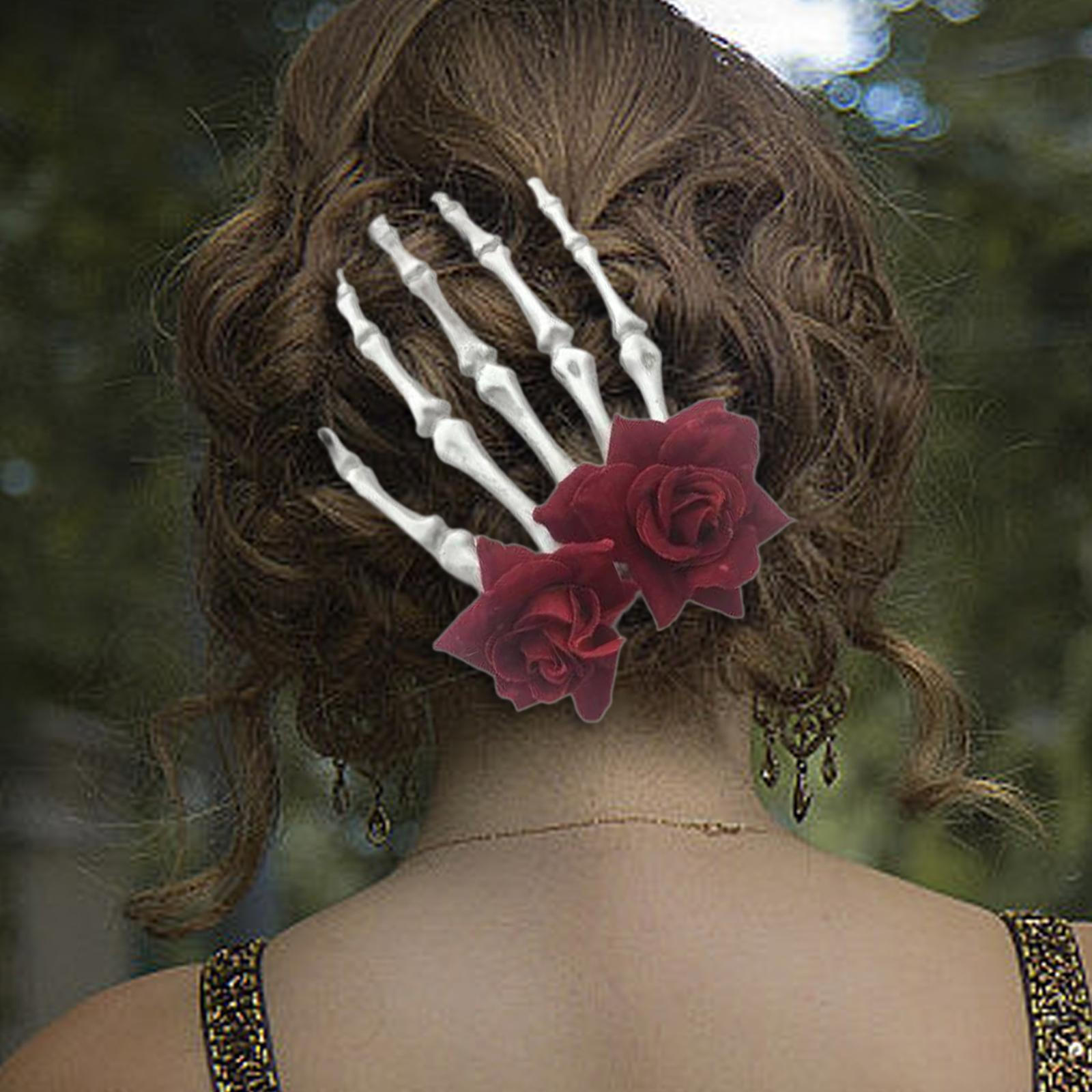 

Заколка для волос на Хэллоуин, косплей, подарок для взрослых, новинка, украшение, готический боковой головной убор для Red Rose