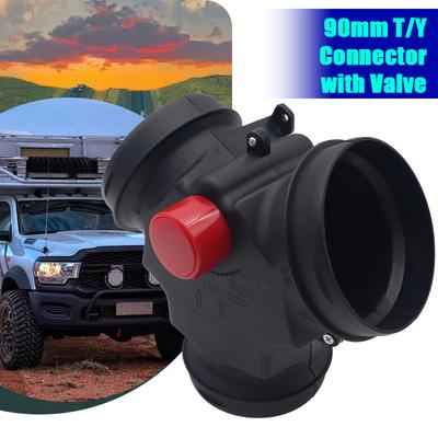90mm 3-Wege-T/Y-Typ Auto-Luft-Standheizung Auslasskanalverbinder Auspuffrohrverbinder Einstellbares Ventil für Webasto