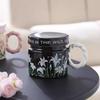 Retro Watercolor Flower Cup Ceramic Romantic Style Design Sense Niche Coffee Mug Covered Light Luxury Premium