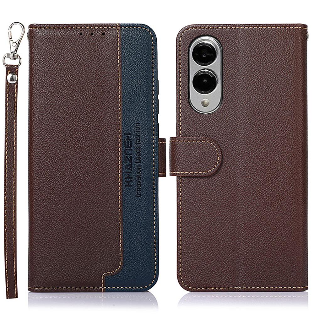 

KHAZNEH For Samsung Galaxy S25 Edge Case RFID Blocking Wallet PU Leather Phone Cover Brown