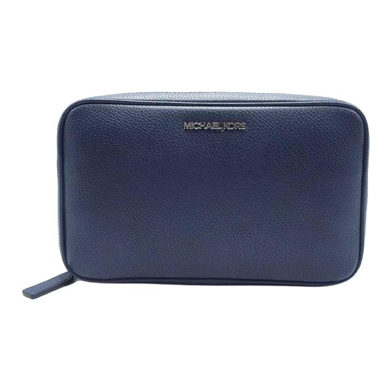 MICHAEL KORS Logo leather clutch men s navy blue синий