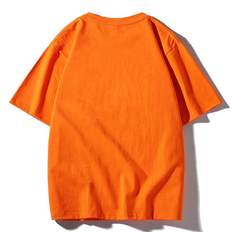 Summer Men's and Women's New Printed Pure Cotton Round Neck T-shirt Shoulder Down Style T-shirt