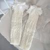 Winter Autumn Twist Cable Knitted Leg Warmers Cute Bowknot Ruffled Lace Foot Covers Middle Tube Calf Socks for Women