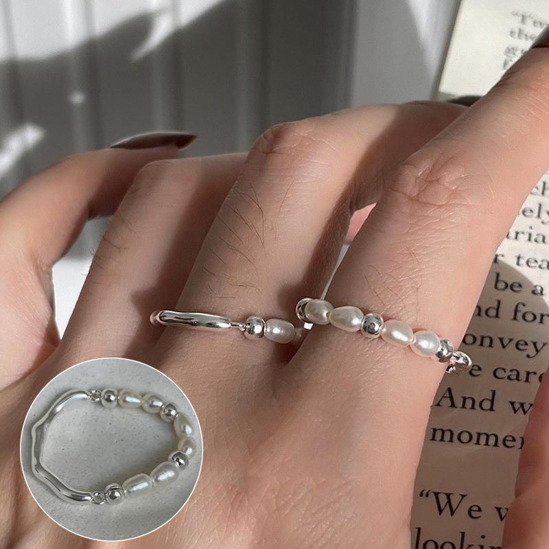 S925 Silver-Plated Geometric Wave Ring: Retro, Wide-Rimmed, Open Design for Women