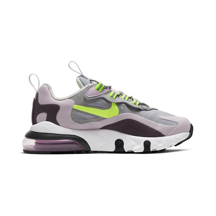 Nike Air Max 270 RT Air Cushion Cushioning Low Top Running Shoes Gray Purple Children Aged 3 7 Years Old BQ0102-010