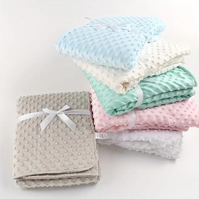 Newborn Baby Blanket Warm Fleece Thermal Soft Stroller Sleep Cover White Pink Beanie Infant Bedding Swaddle Wrap Kids Bath Towel