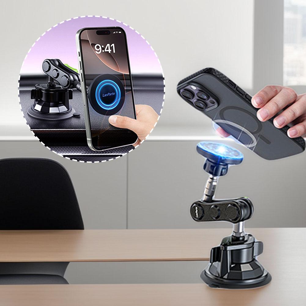 Magnetic Metal Phone Holder Vacuum Adsorption Cell Phone Car Mount Suction Cup Car Phone Mount for iPhone Samsung All Smartphone