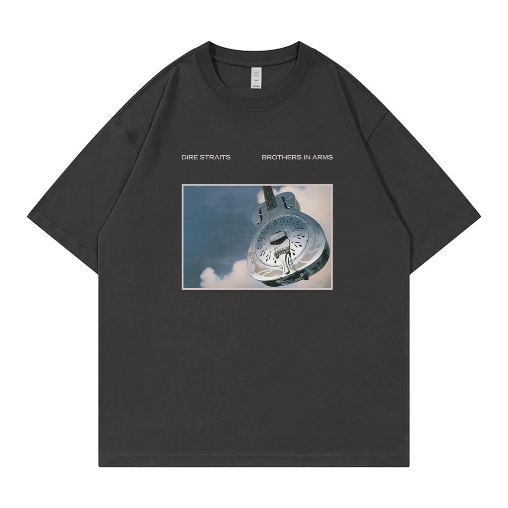Dire Straits Band American Casual Relaxed Pure Cotton Roundneck Rock Shortsleeved Tshirt