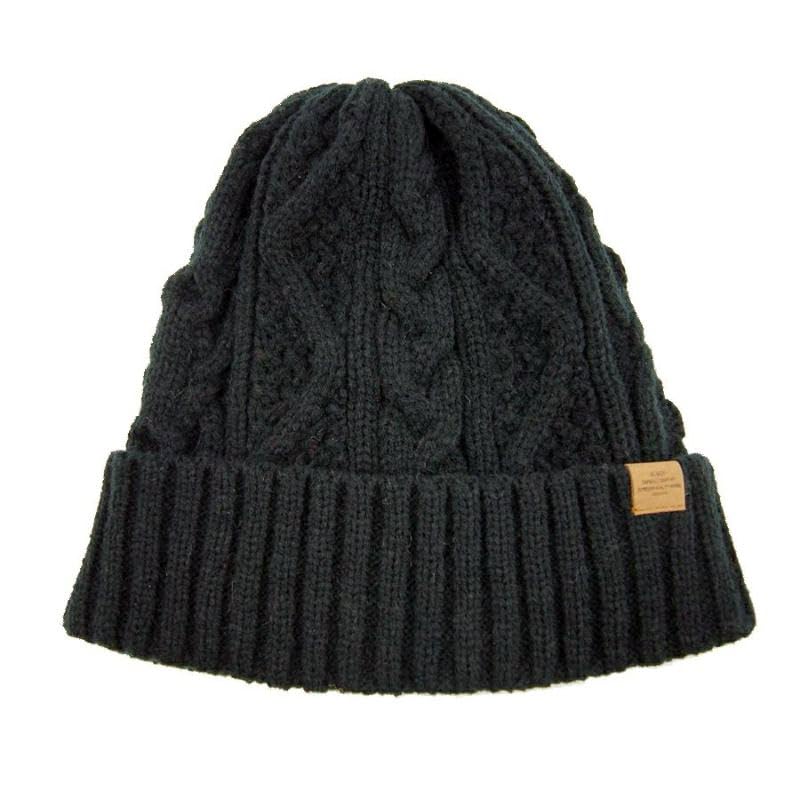 

Cable knit boa lining knit hat [polcadot] чорний