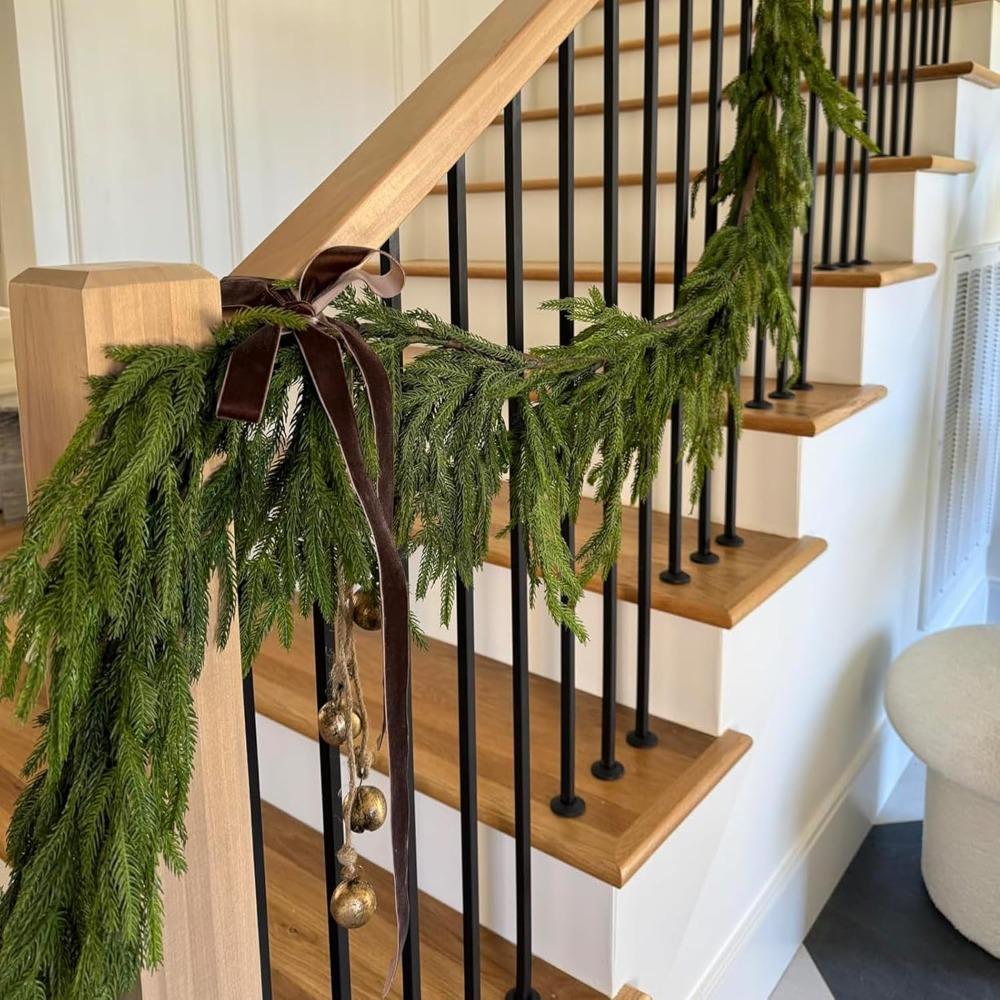 Green Christmas Garland for Xmas Norfolk Pine Garland Artificial Greenery Garlands for Table Wall Indoor Outdoor Christmas Decor