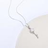 [MiNG HUANG] Freshwater Pearl Key Necklace, White, 7-8mm, High-Quality Pearl, Women's, Wedding, Party, Silver
