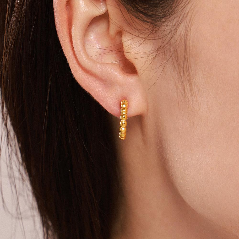 Qiong Yao Stainless Steel C-shaped Geometric Earrings: PVD Colorfast, High-end Fashion for Women