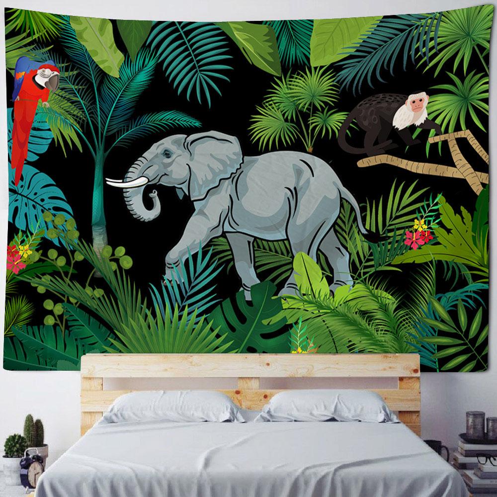 Tropical Plant Art Tapestry, Bedroom Wall Decoration, Living Room, Dormitory Wall Hanging, Bohemian Room Aesthetic Tapestry