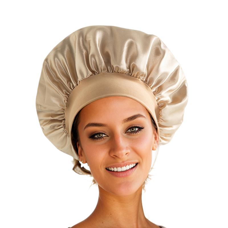 1pcs Soft Silk Satin Lined Bonnet Large Satin Hair Bonnet Household Sleep Shower Cap Hair Wrap Cover for Long Hair Salon Tool