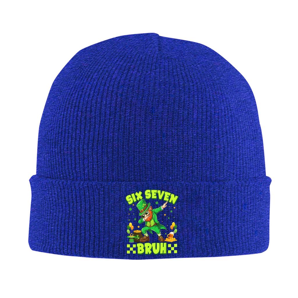 Six Seven Bruh 67 Funny Saint Patricks 6 7 Meme Beanie Hats  Skullies Beanies Male Vintage Warm Caps Autumn Design Bonnet Hats