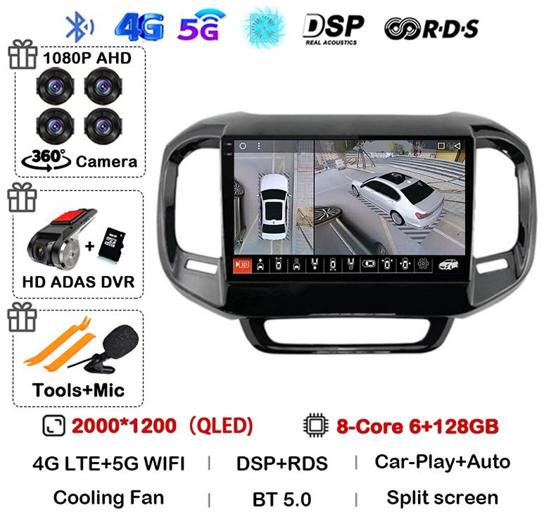 Android 14 Carplay Car Radio For FIAT Toro 2017 2018 2019 2020 2021 Auto Multimedia Video Player GPS Stereo 4G WIFI 360 Camera