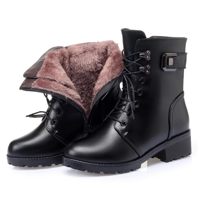 Fashion GKTINOO 2025 Winter Genuine Leather Boots Warm Plush Wool Boots Fashion Comfort Non-slip Women Boots Snow Shoes Large Size