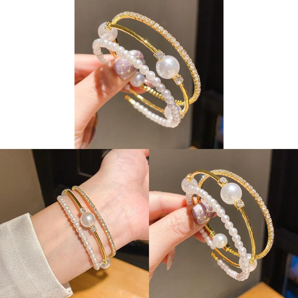 Fashion Pearl Bracelets With Rhinestones For Elegant Casual Wear