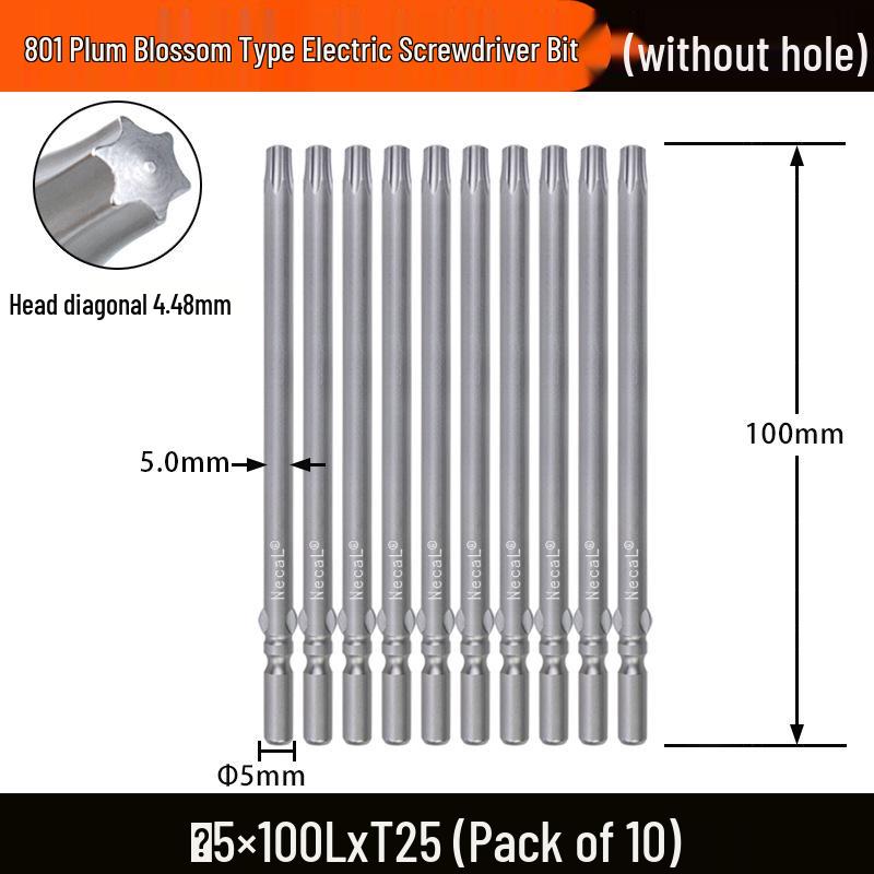 Nigao S2 Torx 801 Electric Screwdriver Bit, Solid Star-Shaped, 5mm Round Shank.