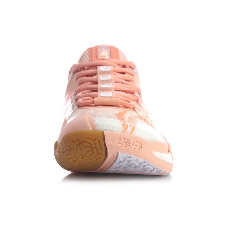 Li Ning Quick Start Saga 2020 Cushioning Slip Resistant Abrasion Resistant Low top Badminton Shoes Women's Orange Pink AYAQ008-2