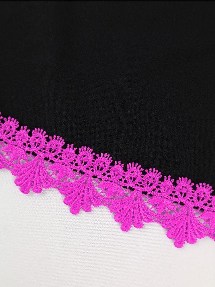 Elegant Women Color Block Asymmetrical Lace Edge Long Skirt High Waist Side Split A Line Fashion Evening Christmas Party Cocktail Outfit