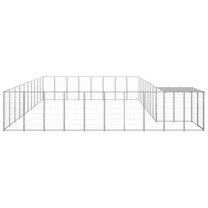 VidaXL Chenil Argenté 25,41 m² Acier Enclos pour Chiots Cage Chiens Extérieur 3082246