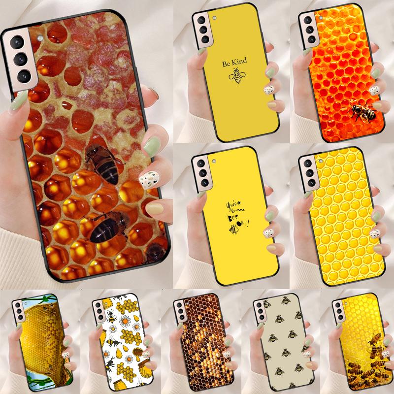 Golden Honeycomb Honey Bee Funda Case For Samsung Galaxy S25 Ultra S9 S10 S20 FE S21 S22 S23 Plus S24 Ultra Phone Cover