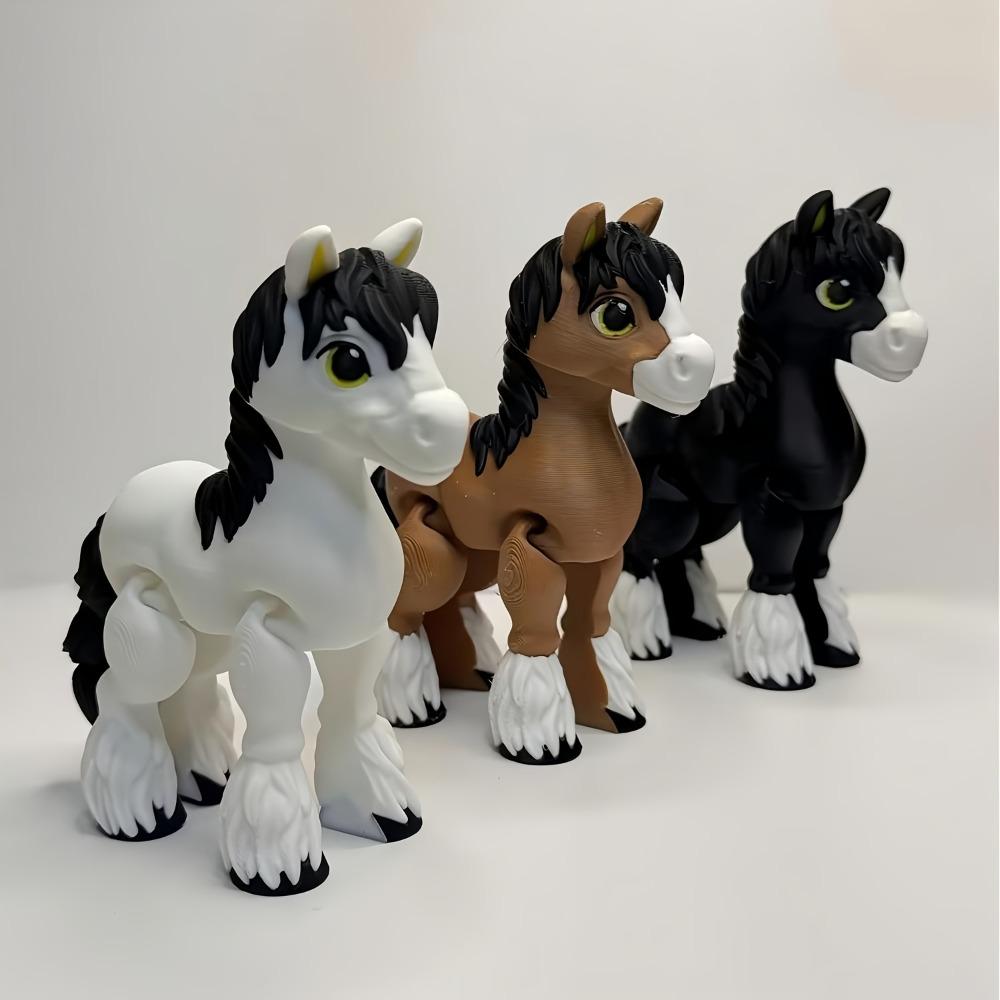3D Printed Horse Pony Model Flexible Animals Toy Statue Movable Joints Home Office Decor Fidget Toys Stress Relief Animal Toys