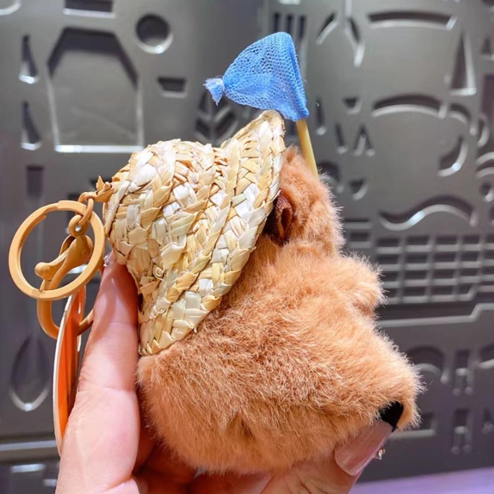 Stuffed Doll Plush Capybara Key Ring Catch Fish Cartoon Animal Keychain  Couple