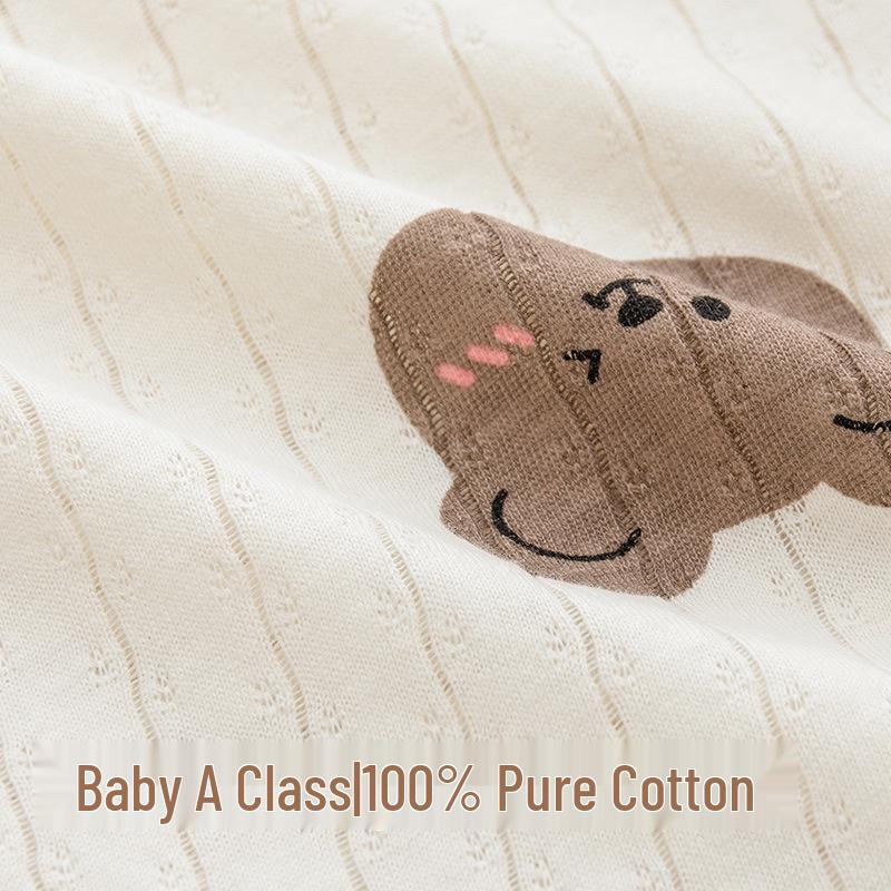 Newborn Ultra-Thin Cotton Long-Sleeve Romper with Belly Protection - Breathable, A-Class, Perfect for Summer and Air-Conditioned Spaces.