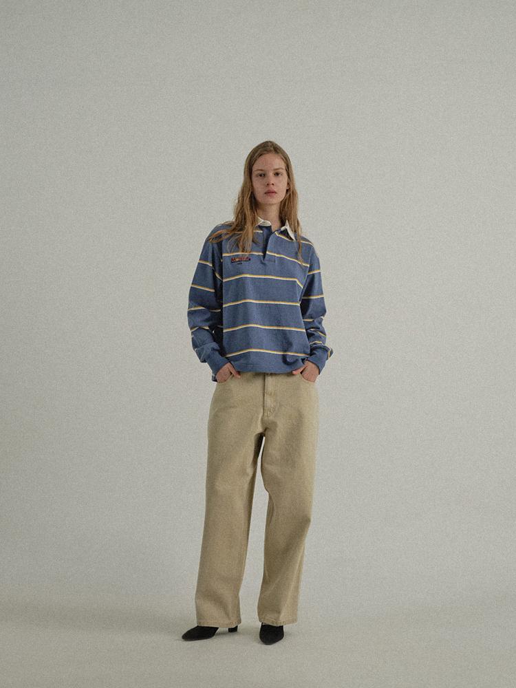 SUNDAY FRUIT MARKET W) Sun Stripe Collar Tee Blue
