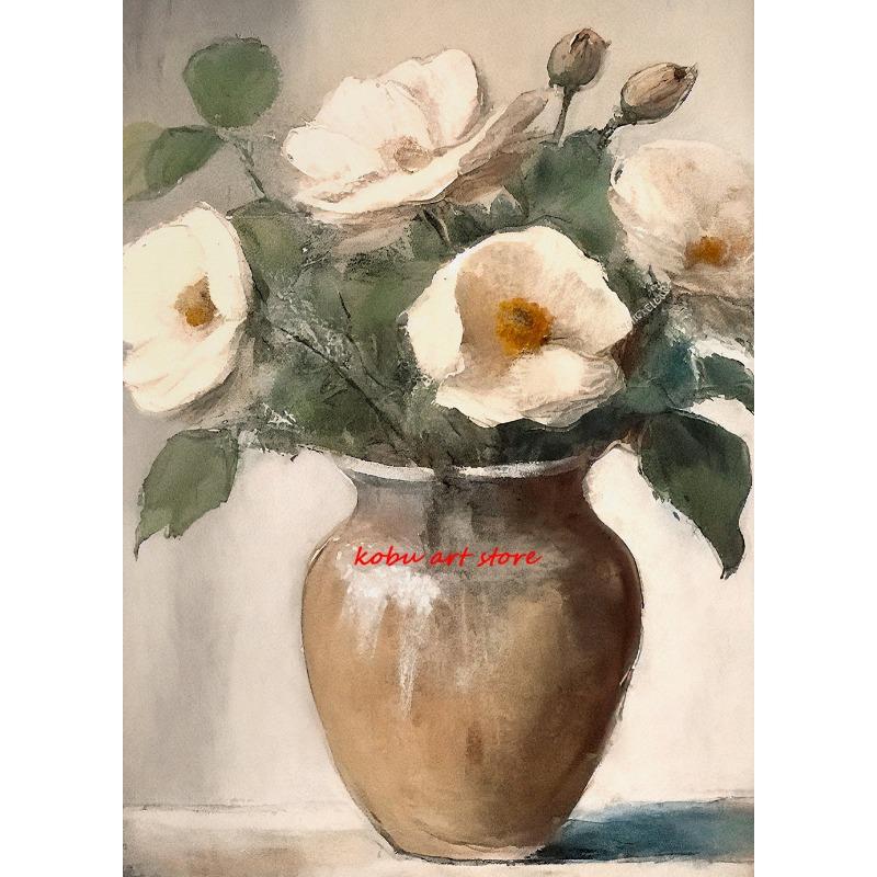 Vintage Flower Pots Jugs Apple Still Life Poster Farmhouse Print Canvas Painting Retro Wall Art Picture Kitchen Room Home Decor