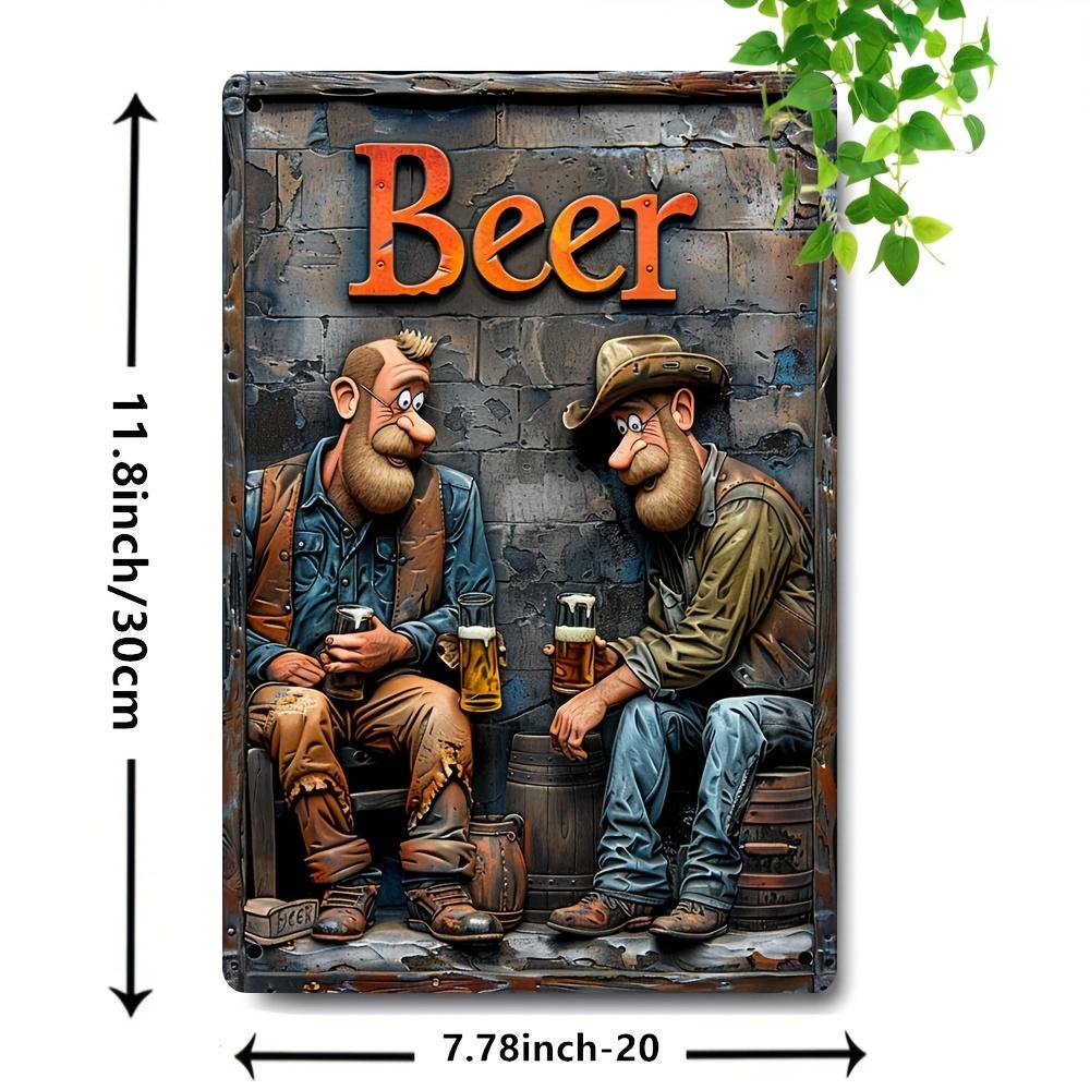 

Винтажная металлическая жестяная табличка Пиво , Ретро настенное искусство с дизайном западного ковбоя, Декоративная табличка на пивную тематику для юмористического декора белый