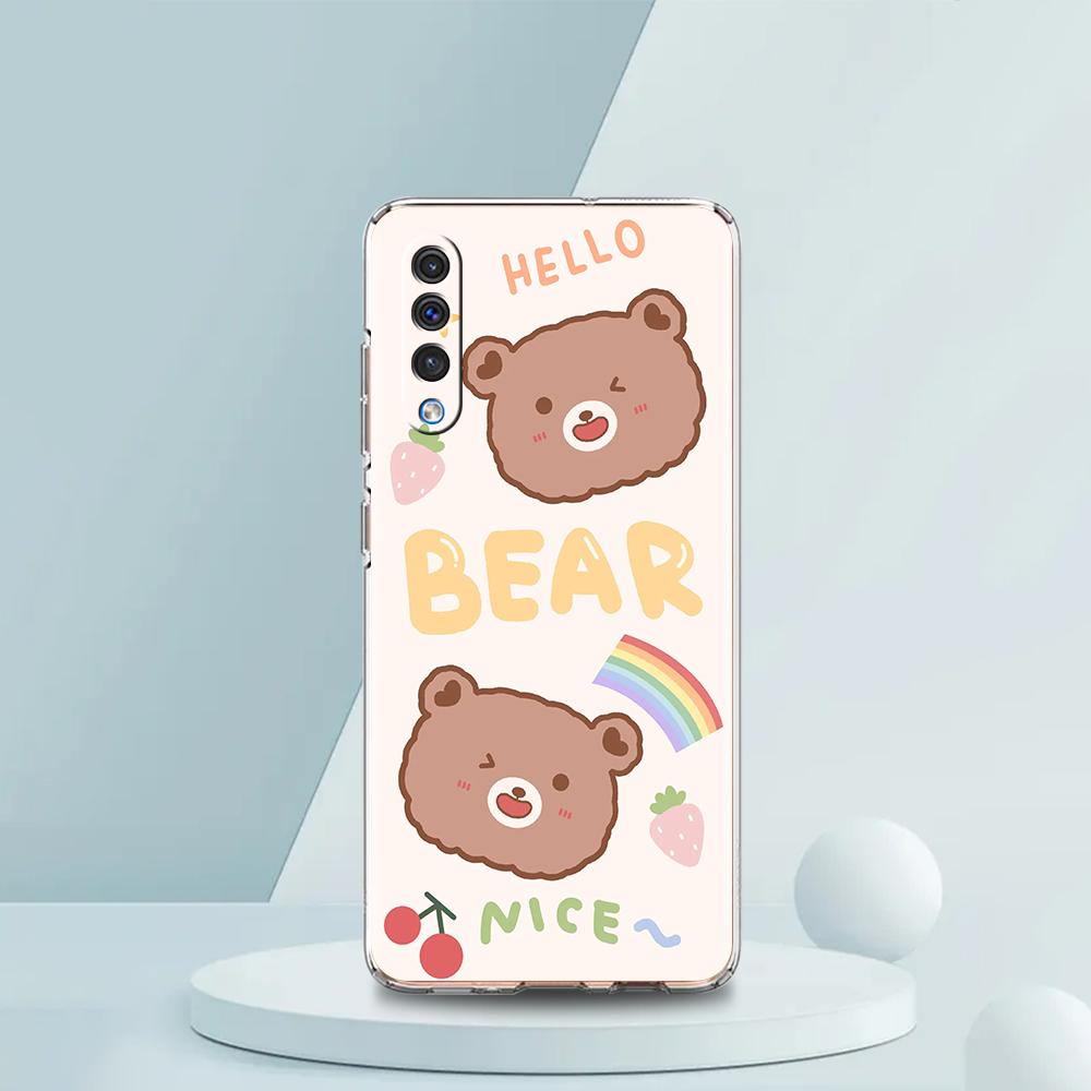 Cute BEAR Phone Case For Samsung A54 A52 A50 A70 A10 A30 A40 A20S A20E A02S A12 A14 A22 A42 A72 A34 A32 5G A04s Soft Clear Cover