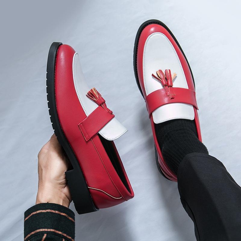 Spring large size formal business leather shoes Brock men's shoes overalls tassel one pedal loafers 46