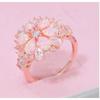 Hot Selling Light Pink Opal Stone Flower Shaped Ring for Mens Fashion Retro Ring Accessories