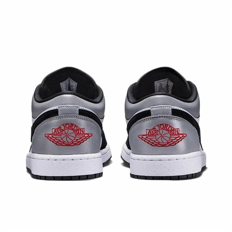 Air Jordan 1 Low SE Hvit Svart Matt Sølv Herre Sneakers Ild-Rød HF3148-106