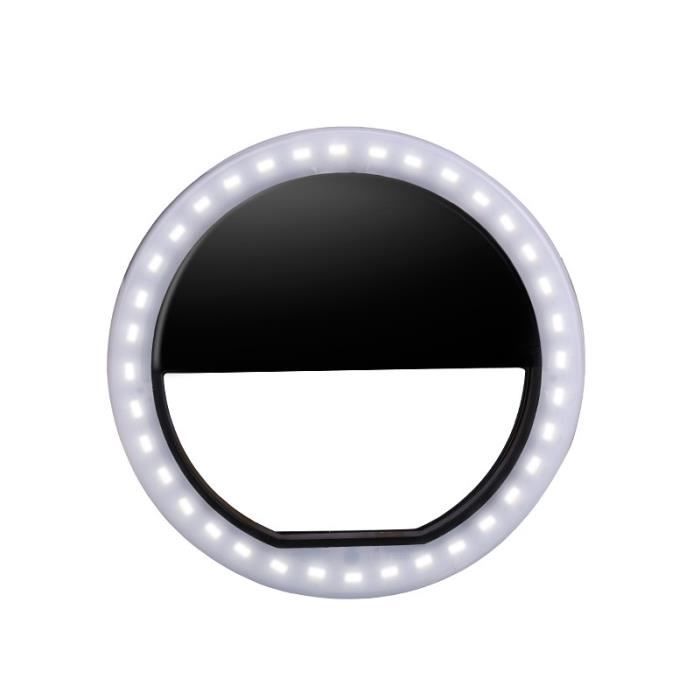 Portable LED Ring Light - Black - Ideal for Selfies - Compact and Lightweight