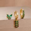 3PCS Exquisite Green CZ Zircon Water Drop Gold Color Earrings Set for Women Dainty Stackable Piercing Earring Luxury Jewelry