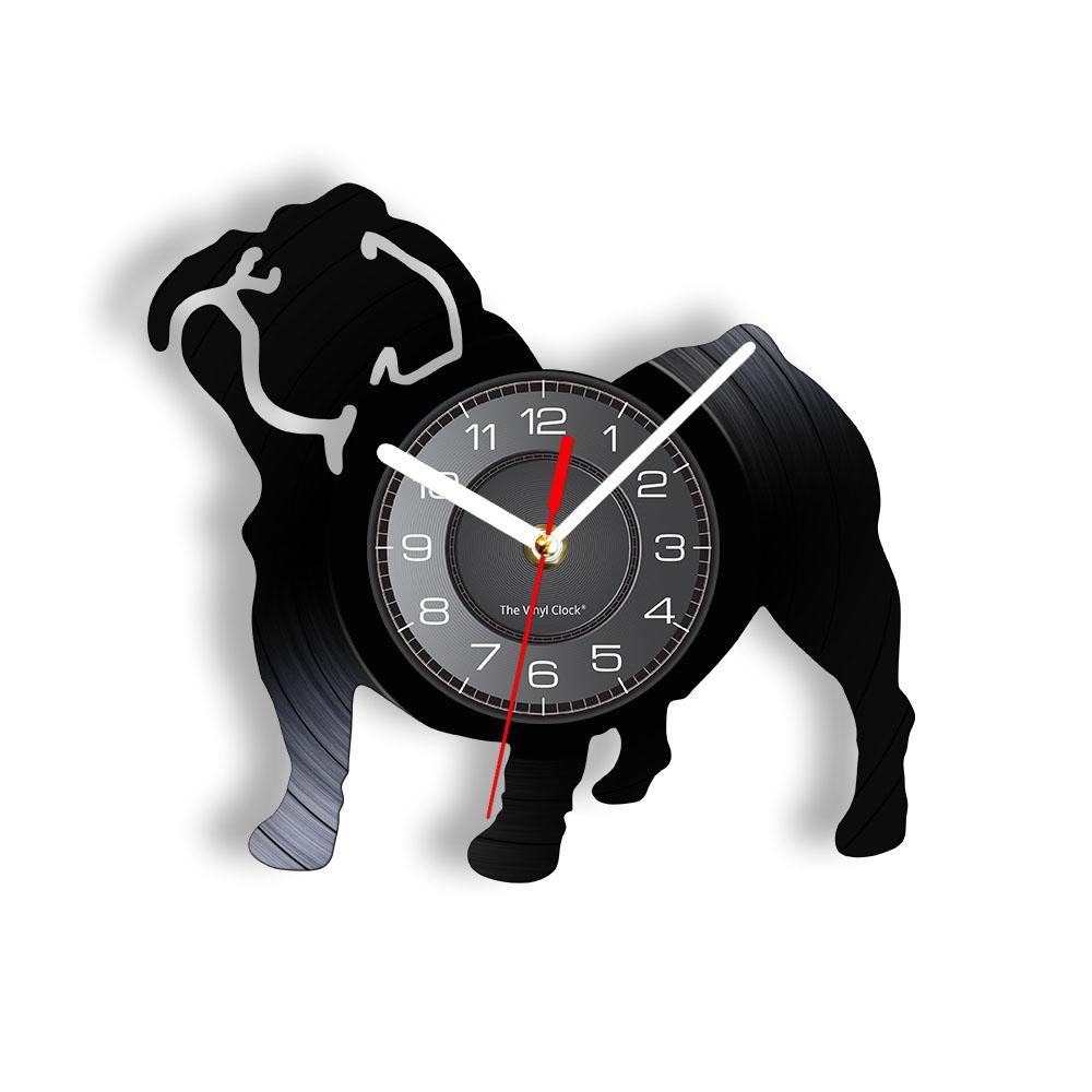 French Bulldog Couple Wall Art Home Decor Wall Clock Made Of Vinyl Record Modern Puppy Dog Wall Clock Dog Breed Dog Owners Gift
