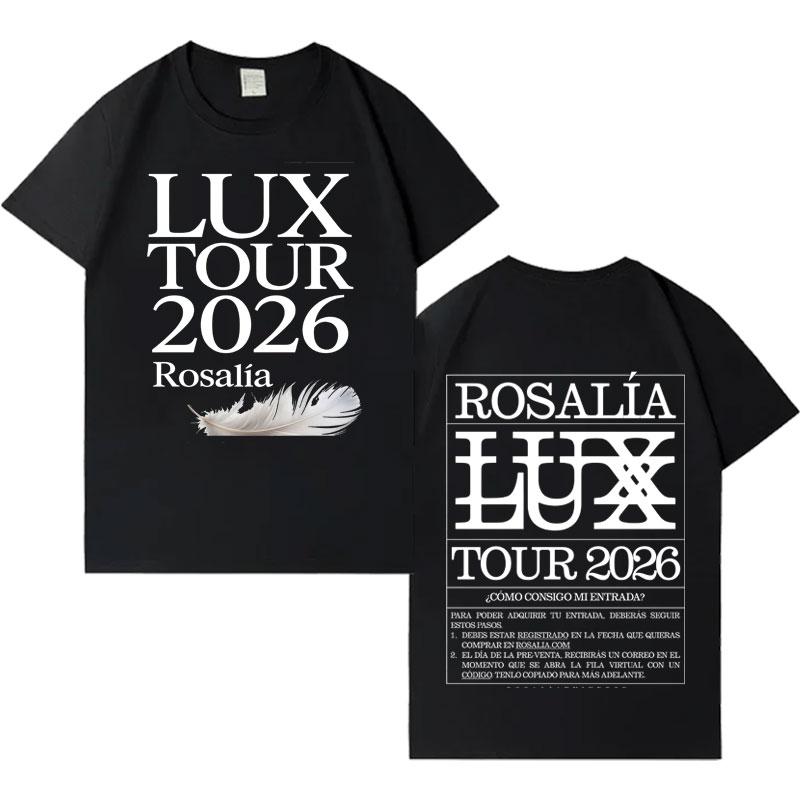 Rosalia Lux Tour 2026 New Album Tour T Shirt Men Women Gothic High Quality Crewneck Tshirts Pure Cotton Cozy Shortsleeved top