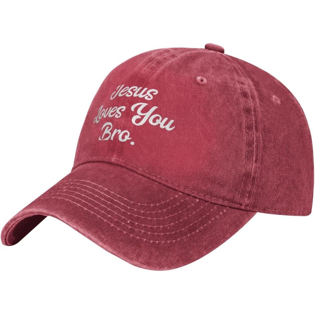 Jesus Loves You Bro Washed Baseball Cap Cotton Embroidered Low Profile Adjustable Dad Hat for Unisex
