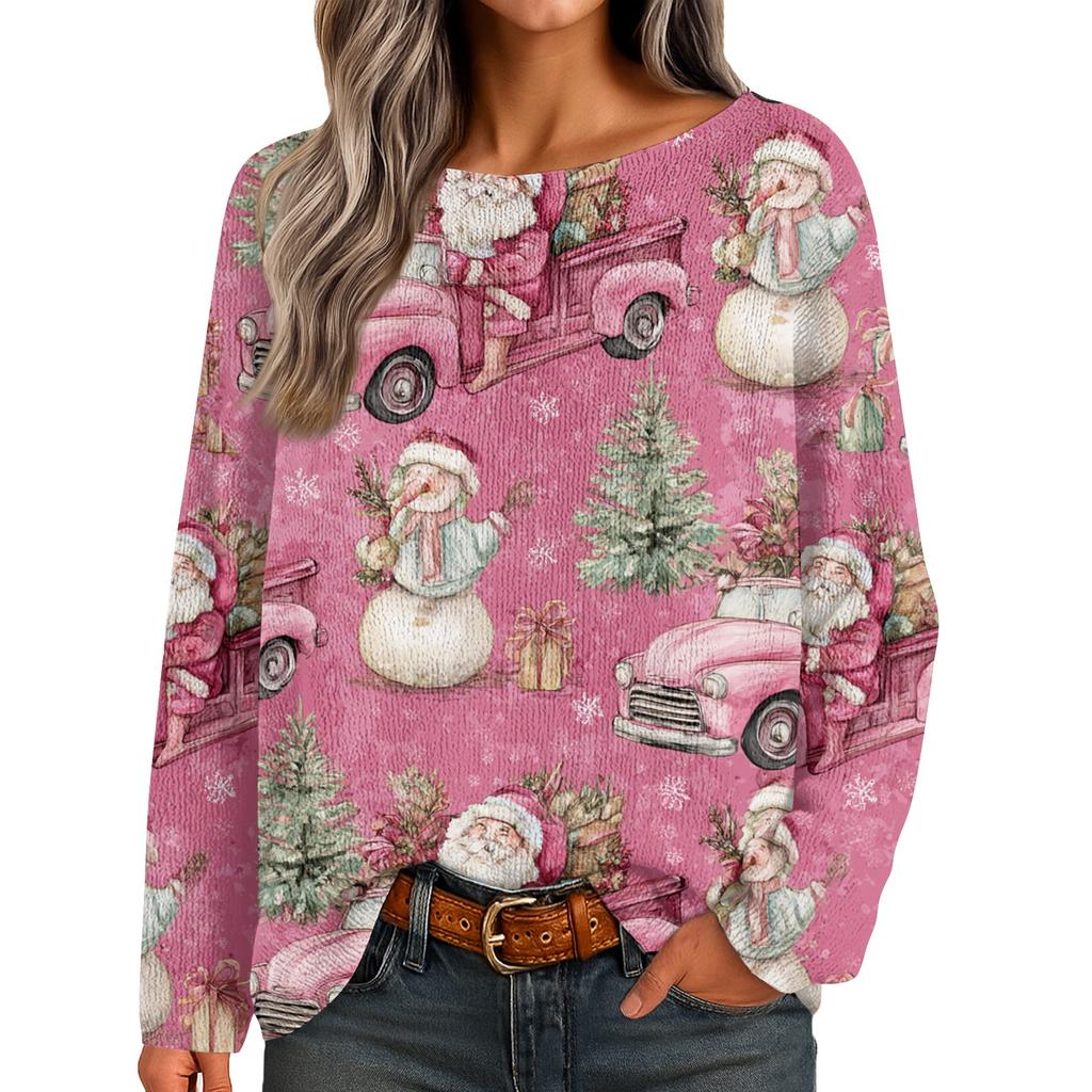 Womens  Fall Sweaters Long Sleeve Print Tops Pullover Sweaters Loose Dressy Casual Basic Clothes