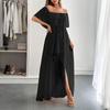 Cross-Border European and American Foreign Trade Women's Clothing 2025 Summer Elegant and Stylish Tube Top Waist-Cinching Short-Sleeve Long Dress