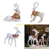F26C Realistic White Reindeer Ornament Durable White Reindeer Figurine Ornament For Christmas Window And Table Display
