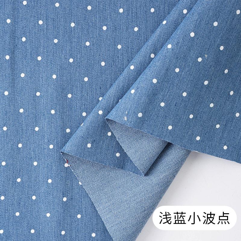 0,5 m/1 m/2 m Baumwoll-Denim-Stoff mit geringer Elastizität, gewaschen, mit Schleifendruck, für Hosen, Kleider, Taschen, handgefertigt, DIY-Bekleidungsstoffe