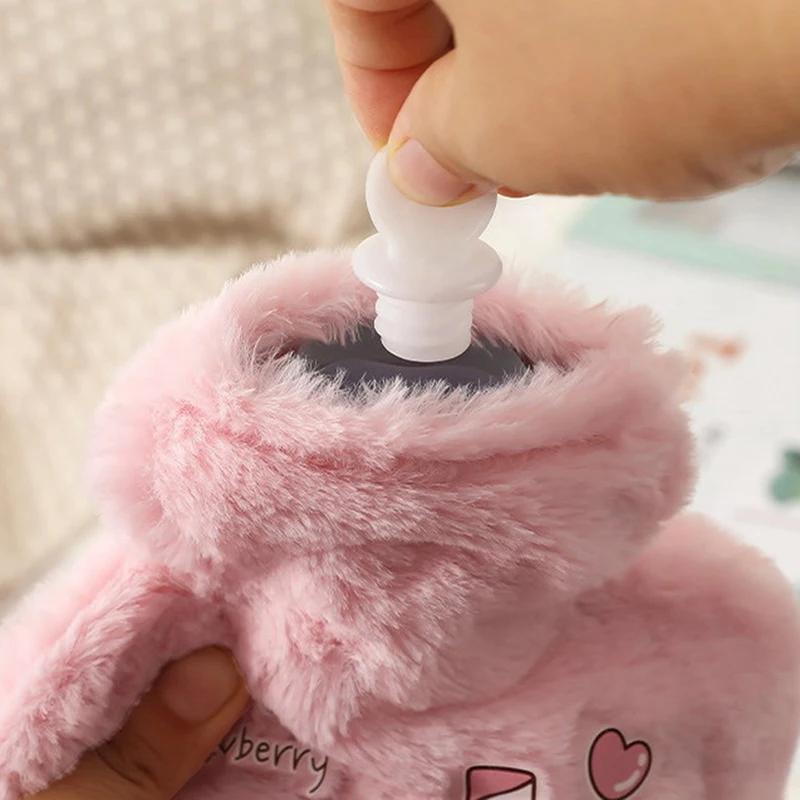 250Ml Cute  Water Bottle Bag Girls Plush Shoulder Hand Warmer Heat Pack Cute Warm Water Bag Hand Warmer  Water Bottle Bag