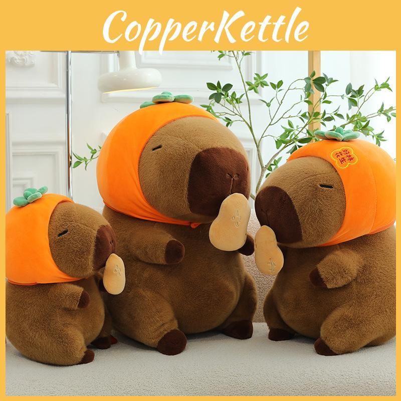 Persimmon Capybara Peanut Plush Toy Cartoon Stuffed Animal Doll Gift Decoration