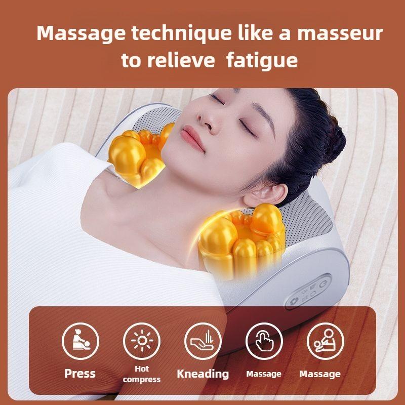 Neck Massage Pillow Airbag Traction Stretching Cervical Massager Waist Back Shoulder Shiatsu Kneaded Multifunctional Hot Compres