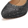 Women's High-heeled Single Shoes Fashion Sequined Banquet Wedding Shoes Waterproof Table Fine Heel Shallow Mouth Large Size Four-season Shoes